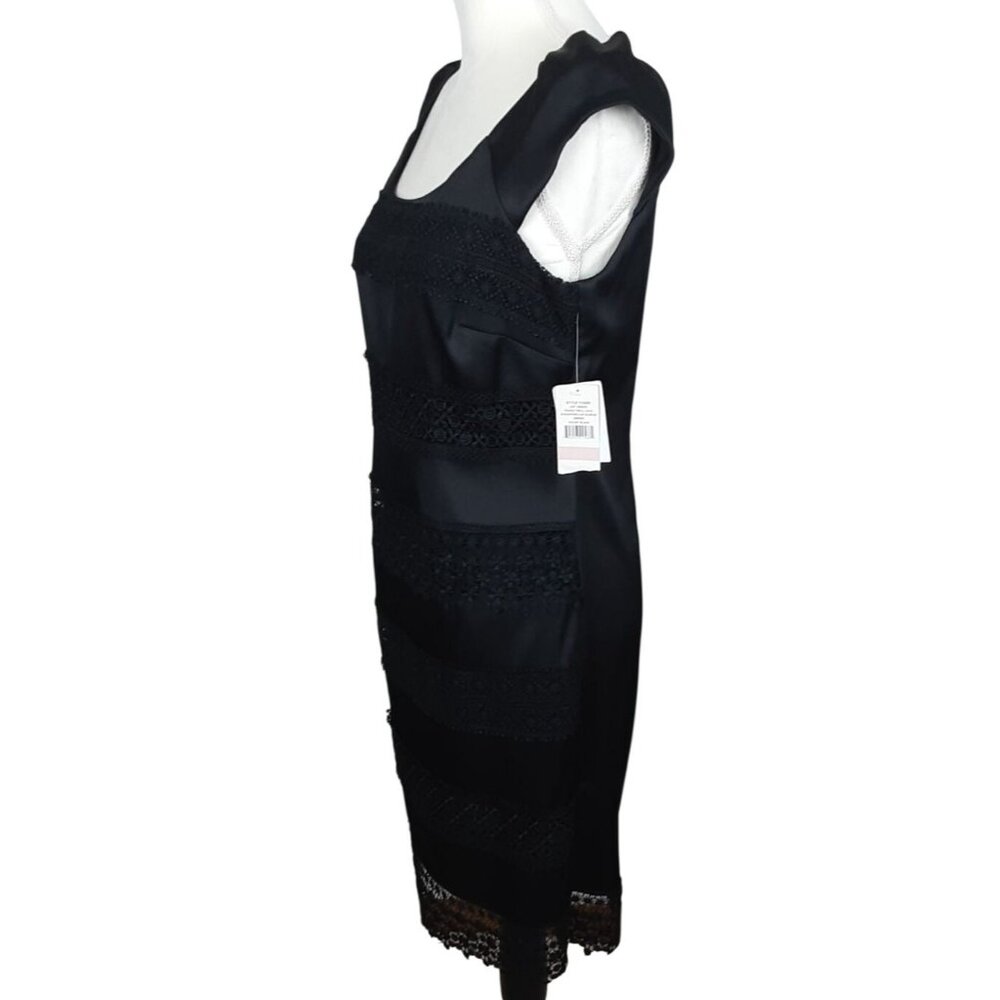 S.L. Fashions Womens Black Lace Satin Cap Sleeve Dress Size 6 Elegant Formal - Picture 3 of 12